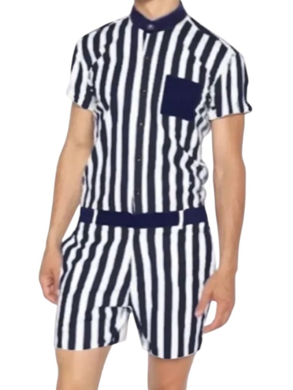 Romper Jack Men's Hampton Romper, NWT, Navy White Striped, M